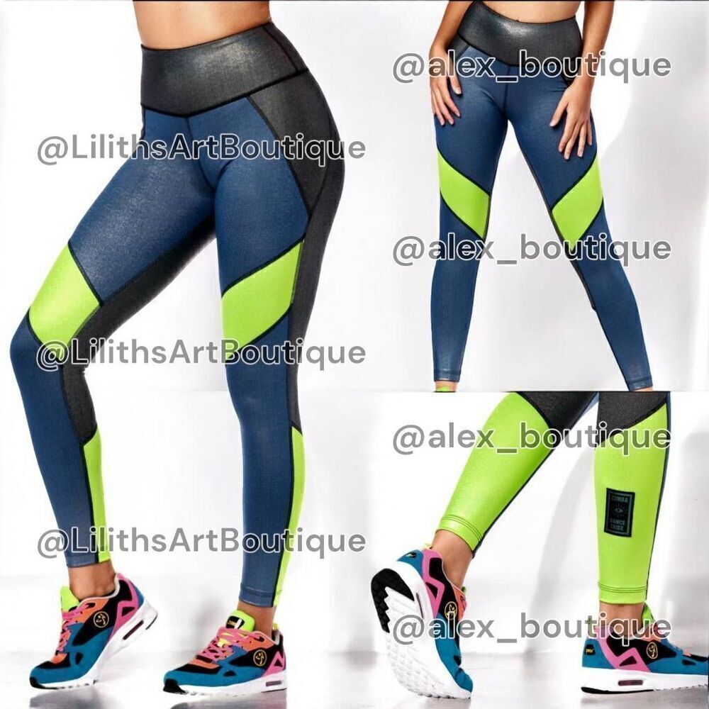 Zumba Hope High Waisted Ankle Leggings Space Blue Size S (E074)